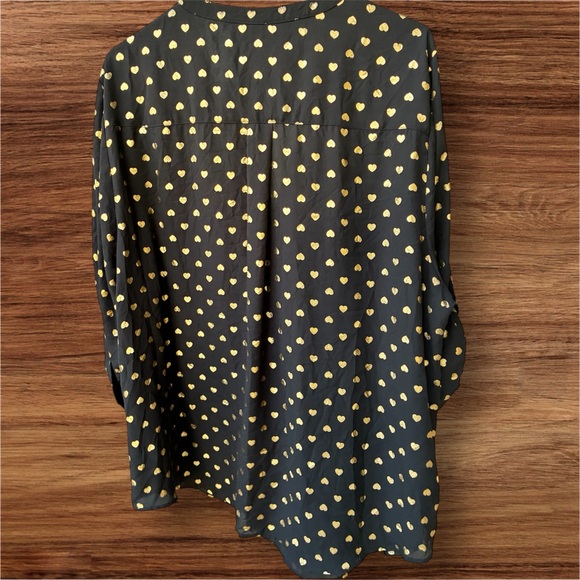 Torrid Gold Heart Print Harper Blouse Size 3 Plus Size Black - Picture 4 of 10